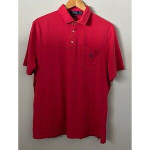 Polo Ralph Lauren Mens L Red Classic Fit Short Sleeve Pocket Polo‎ Shirt Pony